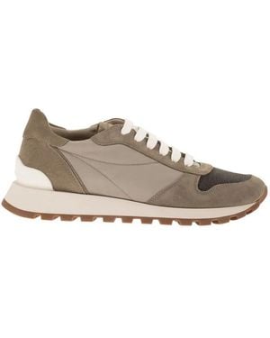 Brunello Cucinelli Techno Fabric Runners With Precious Toe - Green