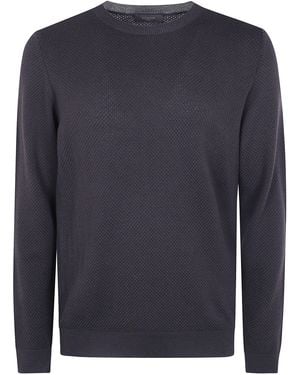 Zanone Round Neck Slim Fit Sweater - Blue