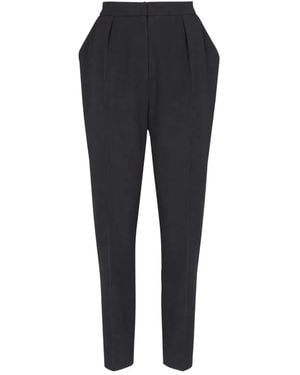 Balmain High Waist Tailored Grain De Poudre Trousers - Black