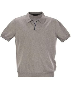 Fay Cotton Buttonless Polo Shirt - Gray