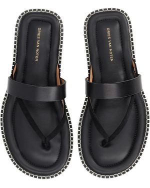 Dries Van Noten Leather Flats - Black