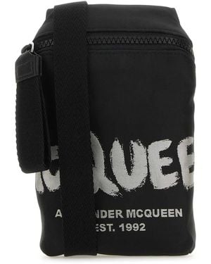 McQueen Fabric Mcqueen Graffiti Crossbody Bag - Black