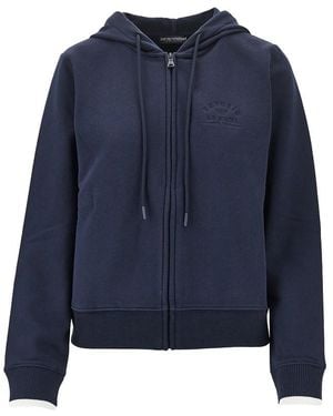 EA BODYWEAR Logo Embroidery Full-Zip Hoodie - Blue