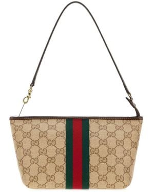 Gucci Small Pouch With Strap And Web - White