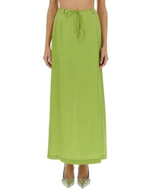 Alysi Long Silk Skirt - Green