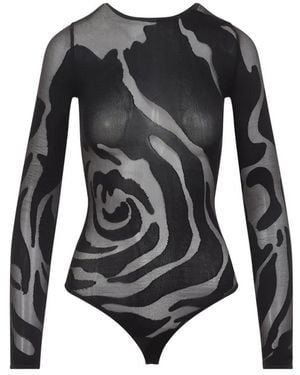 Wolford Darkwood Rose Shadow String Body - Black