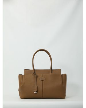 Tod's Hammered Leather Medium Tote Bag - Brown