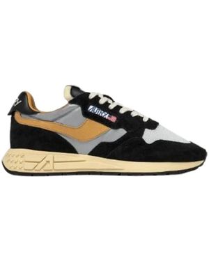 Autry Paneled Suede Lace-Up Sneakers - Black