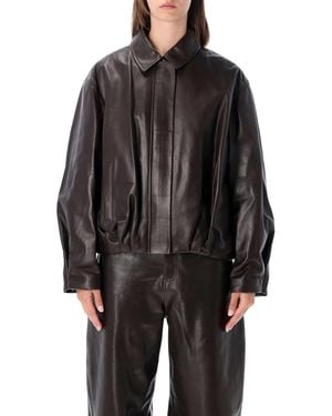 Arma Melis Leather Bomber Jacket - Black