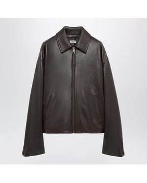 Loewe Dark Deerskin Zipup Jacket - Black