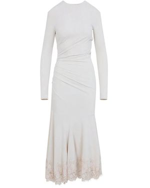 Alberta Ferretti Avorio Velvet Midi Dress - White