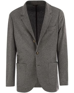 Brunello Cucinelli Cashmere Jersey Blazer With Patch Pockets - Gray