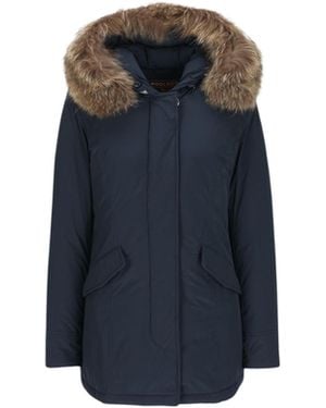 Woolrich Arctic Hooded Fur-Trim Coats - Blue