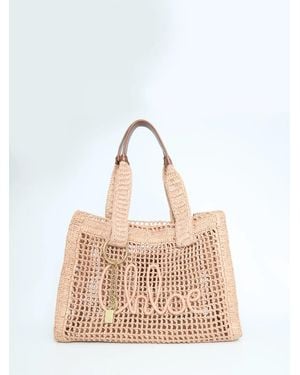 Chloé East-West Summer Banana Raffia Tote Bag - Natural