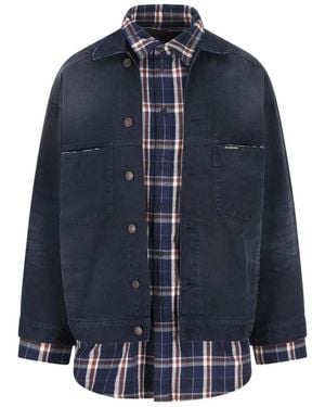 Balenciaga Patched Shirt-Jacket - Blue