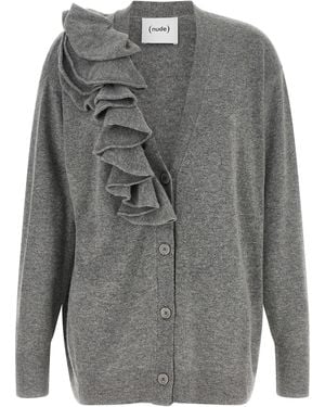 Nude Ruffle Cardigan - Gray