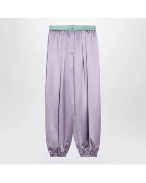 Valentino Wide Lilac Silk Trousers - Purple