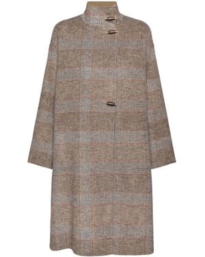 Elena Miro Loose Boxy High Collar Toggle Wool-Blend Coat - Natural