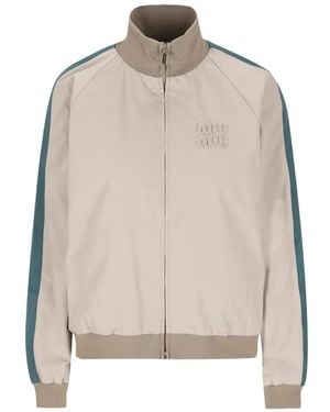 Miu Miu Khaki Cotton Blouson Jacket - Natural