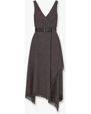 Dior Dior Virgin Wool Tweed Dress With Leather Belt - White