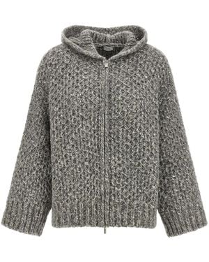 Peserico Zipped Hooded Cardigan - Gray