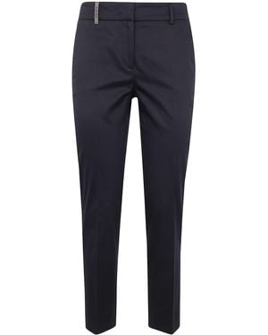 Peserico Light Cotton Satin Stretch Pants - Blue