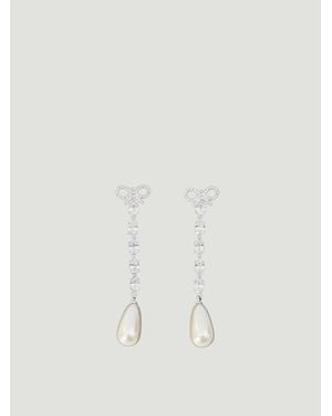 Self-Portrait Self Portrait Bow Pearl Droplet Earrings - White