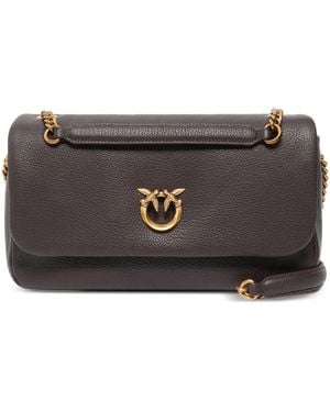 Pinko Large Click Soft Horizontal Leather Bag - Gray