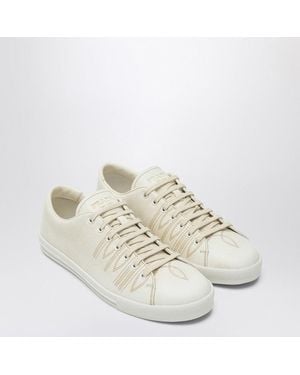 Prada Talc-Coloured Leather Sneakers - White