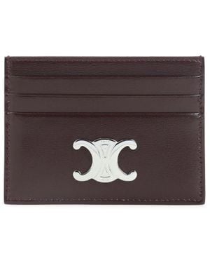 Celine Burgundy Triomphe Calfskin Card Holder - Brown