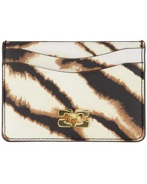 Ganni Bou Zebra-Print Card Holder - Metallic