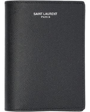 Saint Laurent Logo-Print Leather Wallet - Black