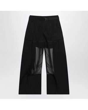 Sacai Cargo Trousers With Semisheer Insert - Black
