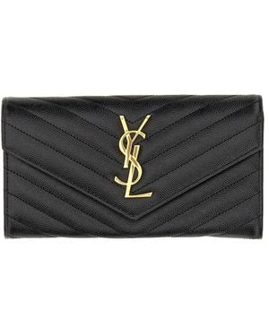 Saint Laurent Portafogli Con Logo Monogram - Black