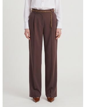 SUTTON NEW YORK Straight Leg Canvas Trousers - Brown