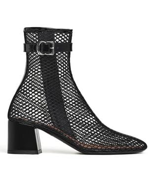 Alaïa Alaia Mesh Buckle-Strap Ankle Boots - Black