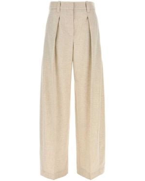 Brunello Cucinelli Wool And Cashmere Tailored Pants - Natural