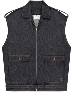 Courreges Courregès Sleeveless Denim Bomber Jacket - Black