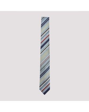 Paul Smith Stripe Silk Tie - Blue