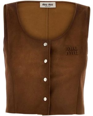 Miu Miu Suede Top - Brown