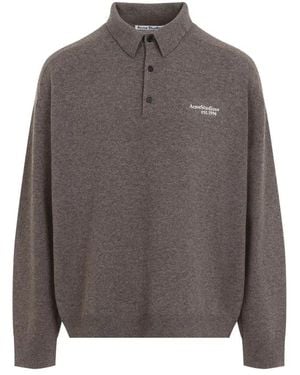 Acne Studios Logo Wool Polo Shirt - Gray