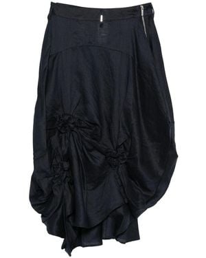 High Zip-Up Midi Skirt - Blue