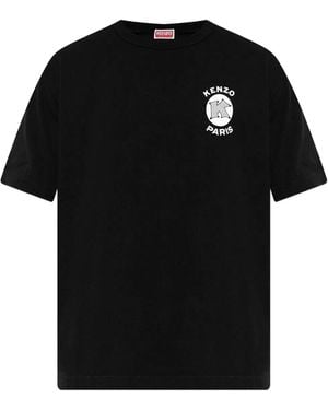 KENZO Paris Emblem Logo-Print Cotton T-Shirt - Black