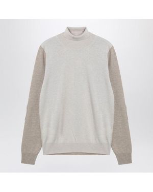 Maison Margiela Two-Tone Wool Turtleneck Sweater - White