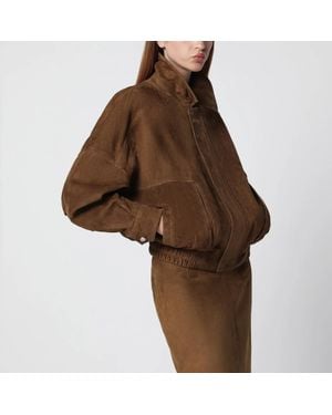 Nour Hammour Dalma Suede Bomber Jacket - Brown