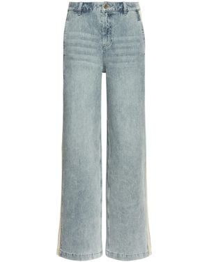Elena Miro Wide Leg Jeans With Side Hems - Blue