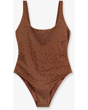 Mc2 Saint Barth Lora Shiny Strass Leopard One-Piece Swimsuit - Brown
