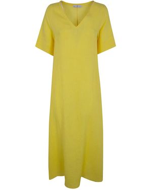 Whyci V Neck Long Dress - Yellow