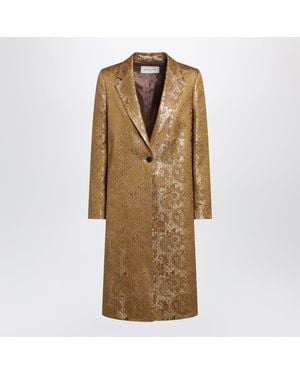 Dries Van Noten Single-Breasted Coat With Jacquard Pattern - Natural