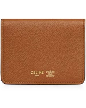 Celine Triomphe-Stamp Bi-Fold Card Holder - Brown